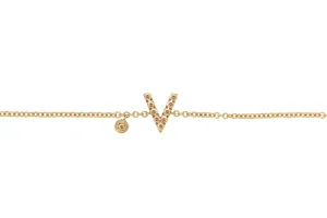 Personalised Brown Diamond Bracelet & Diamond Charm Small Letter 18K Gold