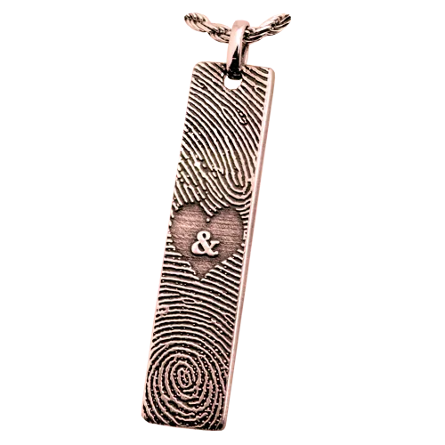 Personalized Bar Pendant Vertical - Double Finger Prints