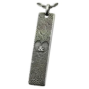 Personalized Bar Pendant Vertical - Double Finger Prints
