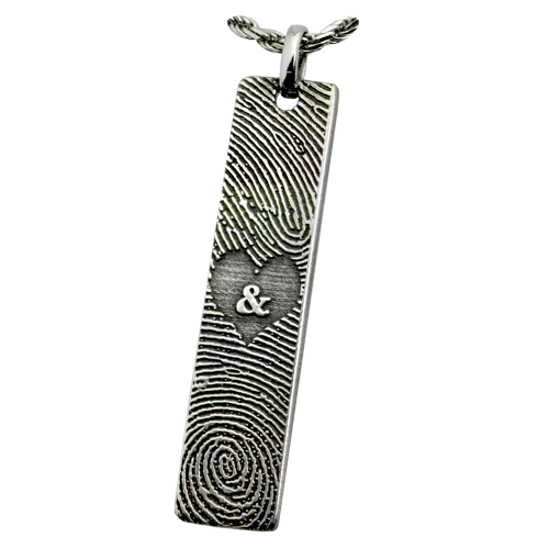 Personalized Bar Pendant Vertical - Double Finger Prints