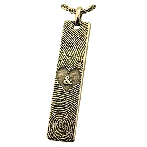 Personalized Bar Pendant Vertical - Double Finger Prints