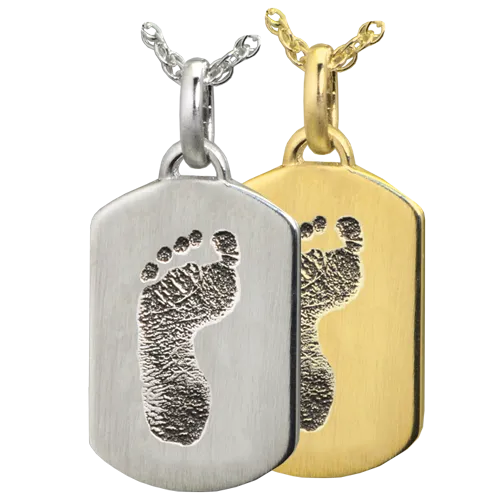 Petite Dog Tag with Footprint Pendant