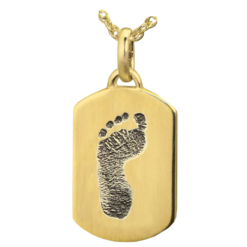 Petite Dog Tag with Footprint Pendant