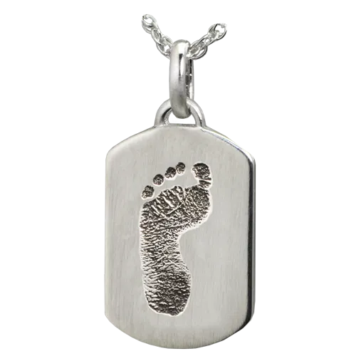 Petite Dog Tag with Footprint Pendant