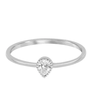 Petite Pear Solitaire Ring