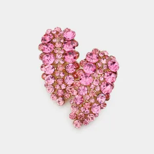 Pink Round Stone Cluster Pageant Earrings | Prom Earrings |  549551