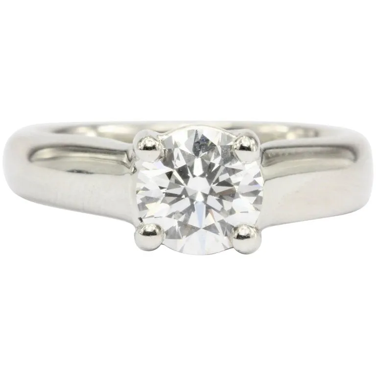 Platinum 1.12 Carat D/Vs2 Round Brilliant Diamond Solitaire Engagement Ring