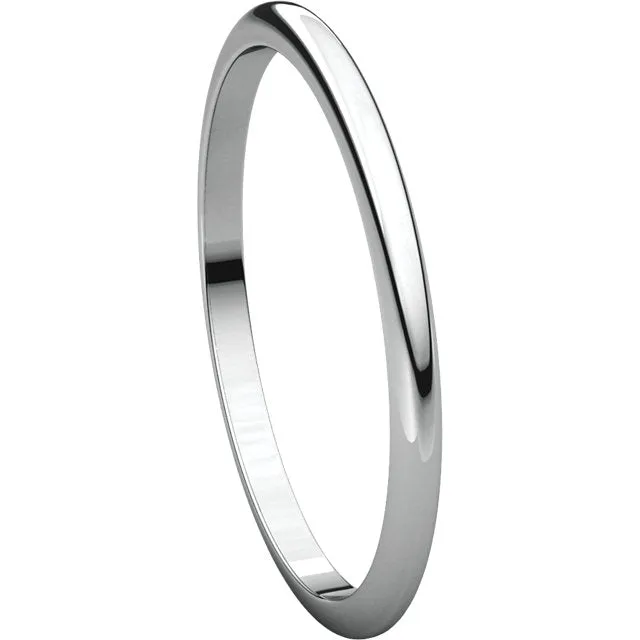 Platinum 1.5mm Half Round Band , Size 7