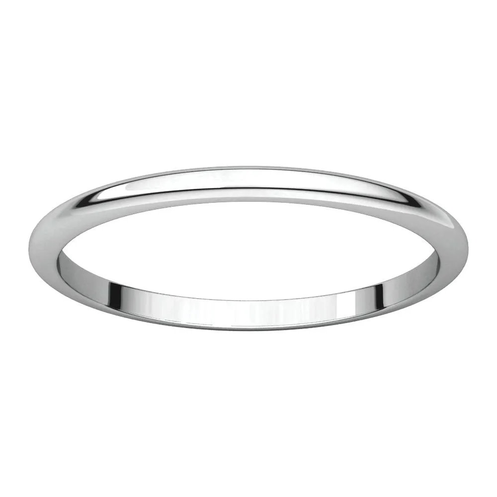 Platinum 1.5mm Half Round Band , Size 7