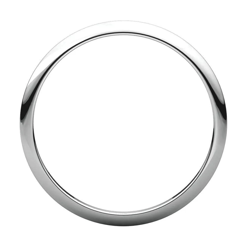 Platinum 1.5mm Half Round Band , Size 7