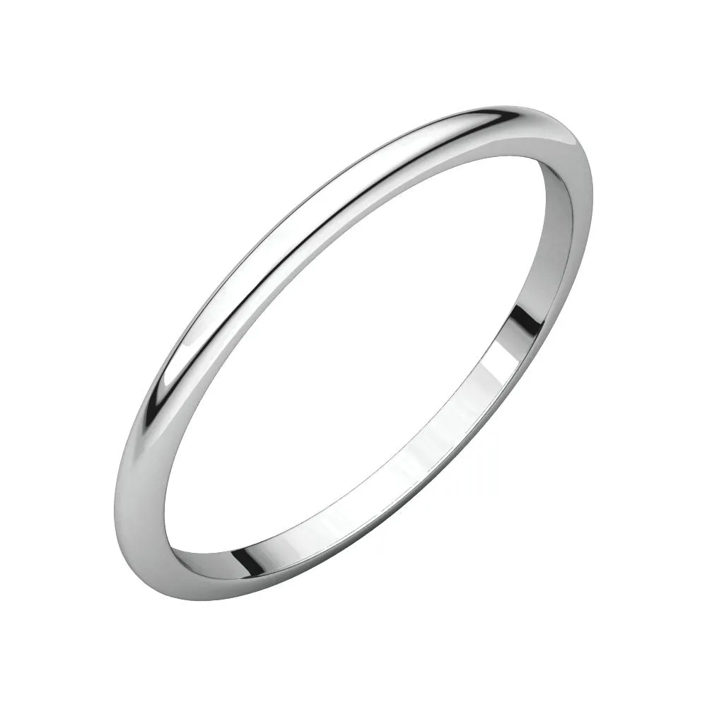 Platinum 1.5mm Half Round Band , Size 7