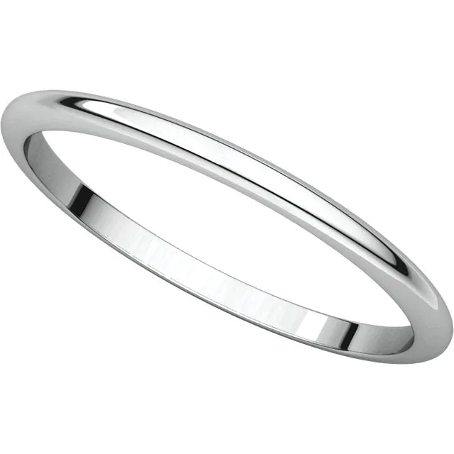Platinum 1.5mm Half Round Band , Size 7