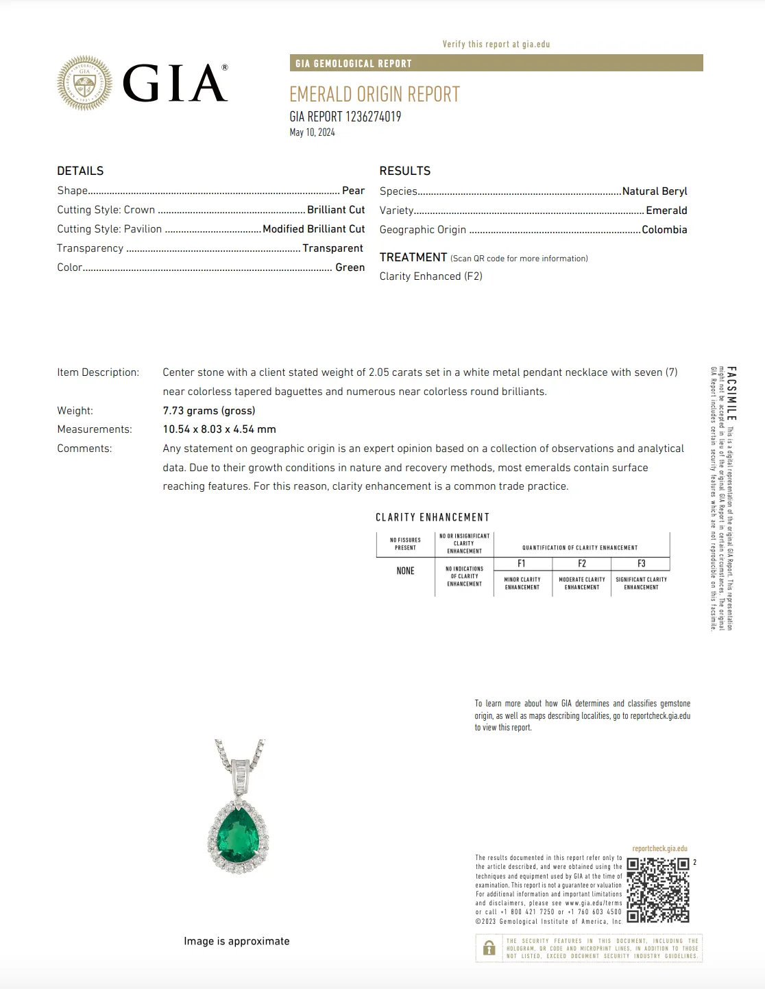 Platinum 2.05 Carat Pear Colombian Emerald Diamond Halo Pendant Necklace