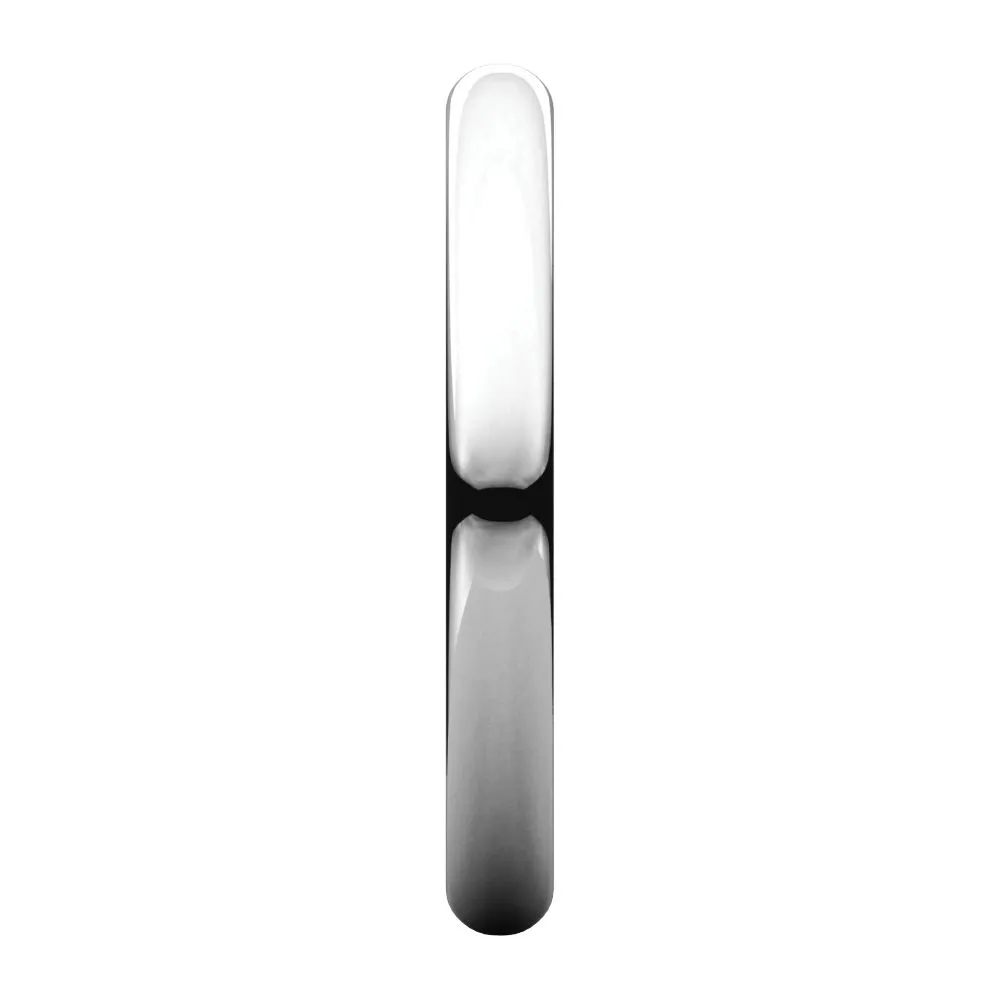 Platinum 2.5mm Half Round Band, Size 7.5