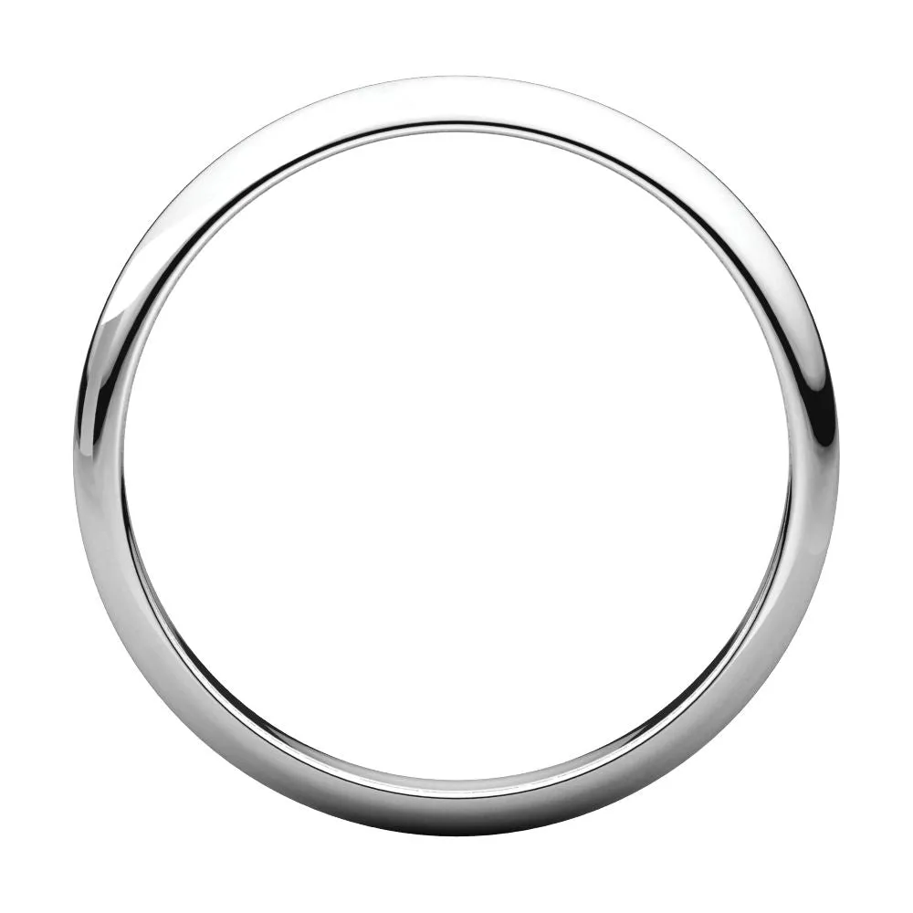 Platinum 2.5mm Half Round Band, Size 7.5