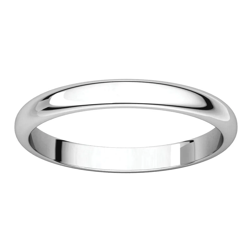 Platinum 2.5mm Half Round Band, Size 7.5