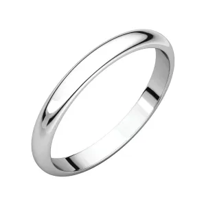 Platinum 2.5mm Half Round Band, Size 7.5