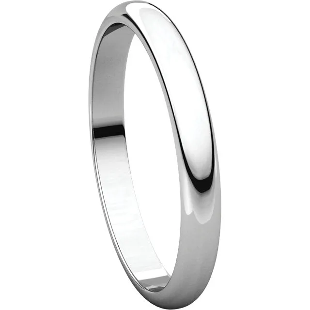 Platinum 2.5mm Half Round Band, Size 7.5