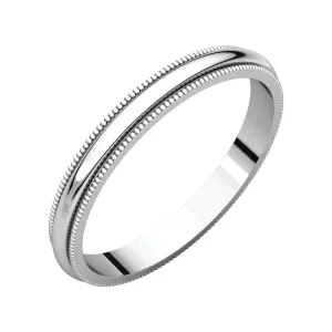 Platinum 2.5mm Milgrain Band, Size 6.5