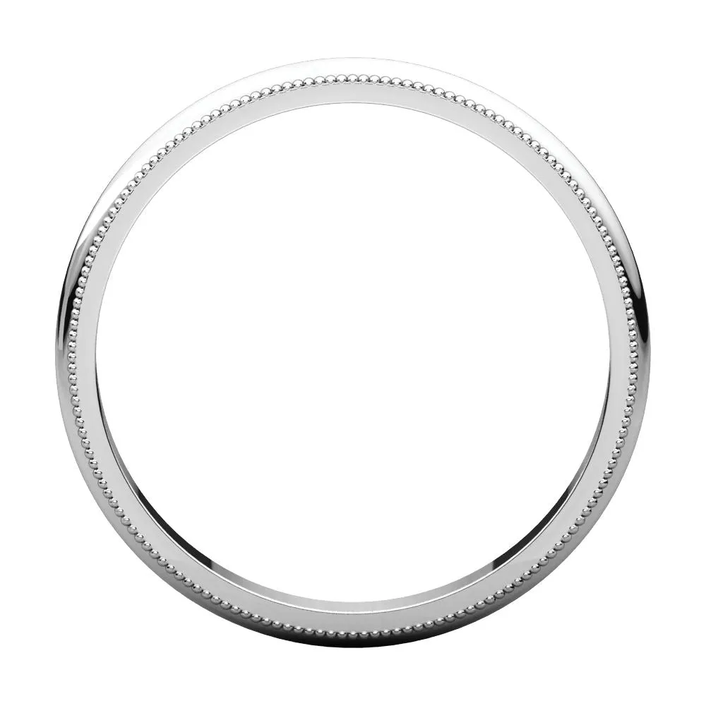 Platinum 2.5mm Milgrain Band, Size 6.5