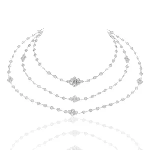 Platinum 27.96 Carat Rose Cut Diamond Layering Necklace