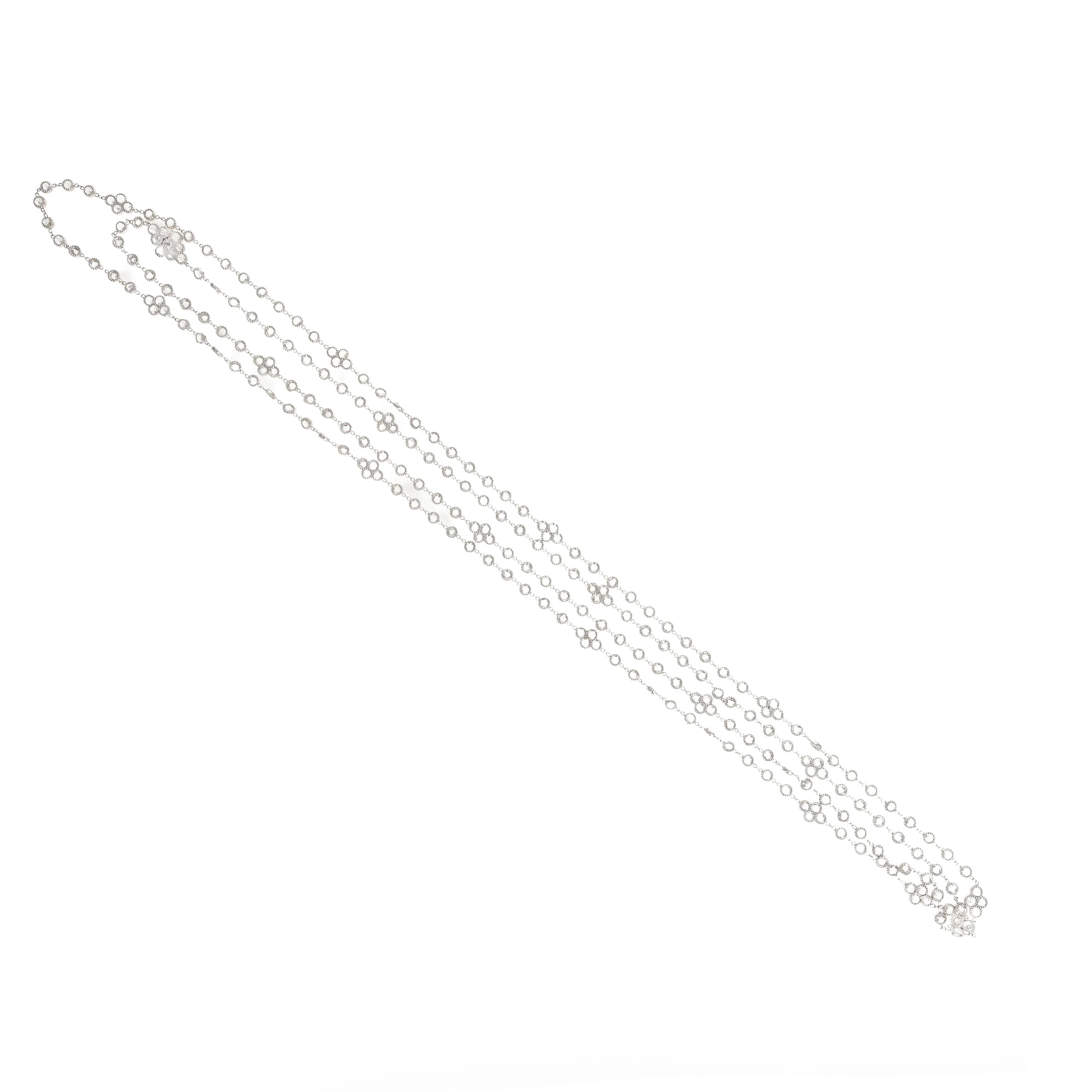 Platinum 27.96 Carat Rose Cut Diamond Layering Necklace