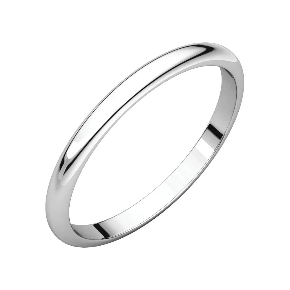 Platinum 2mm Half Round Band, Size 9