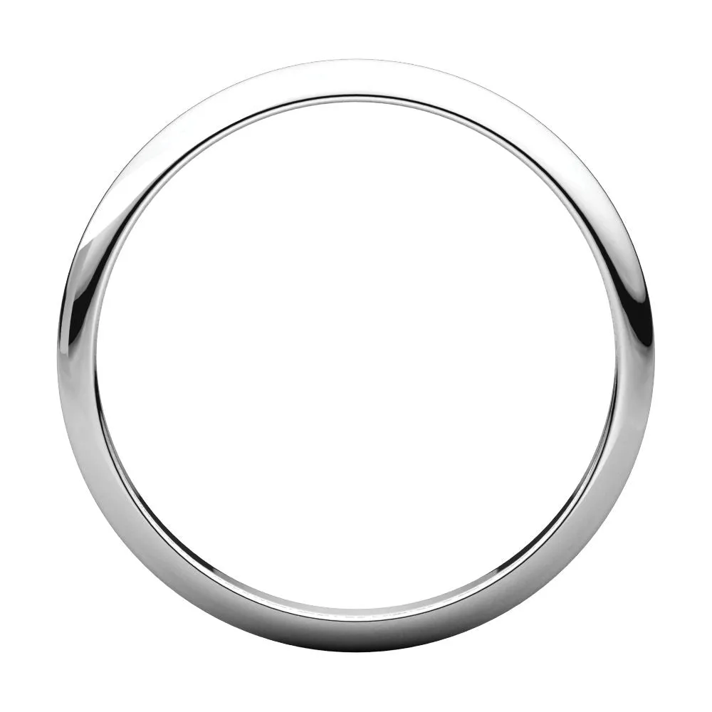 Platinum 2mm Half Round Band, Size 9