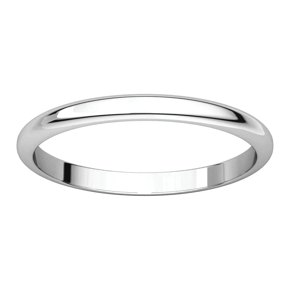 Platinum 2mm Half Round Band, Size 9