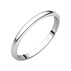 Platinum 2mm Half Round Band, Size 9