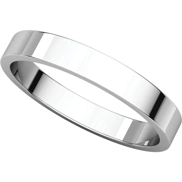 Platinum 3mm Flat Band, Size 4