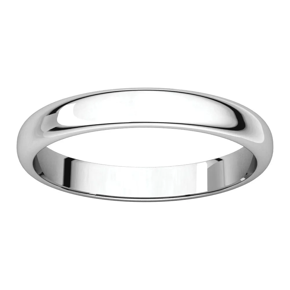 Platinum 3mm Half Round Band, Size 5
