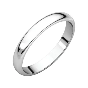 Platinum 3mm Half Round Band, Size 6