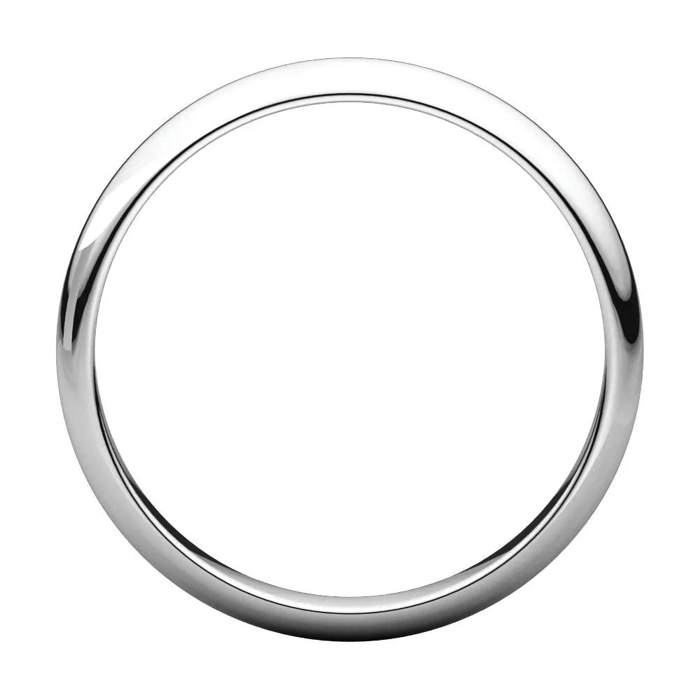Platinum 3mm Half Round Band, Size 6