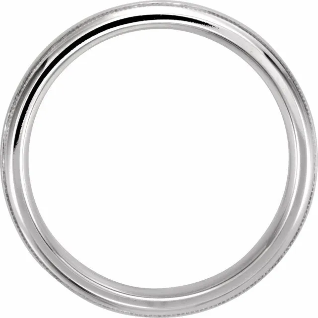 Platinum 4 mm Half Round Comfort-Fit Band With Milgrain