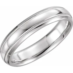 Platinum 4 mm Half Round Comfort-Fit Band With Milgrain