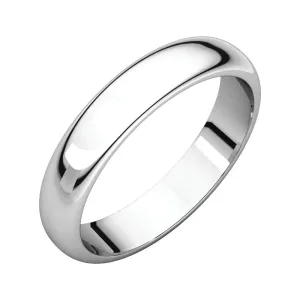 Platinum 4mm Half Round Band, Size 10