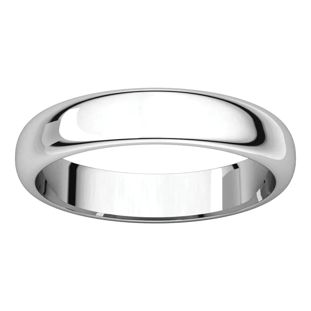 Platinum 4mm Half Round Band, Size 10