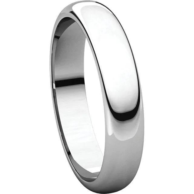 Platinum 4mm Half Round Band, Size 10