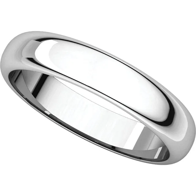 Platinum 4mm Half Round Band, Size 7