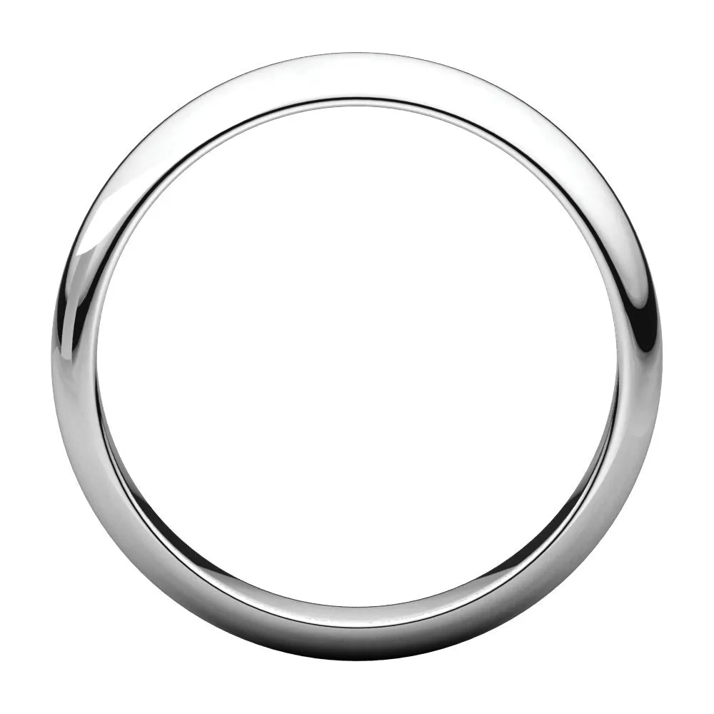 Platinum 4mm Half Round Band, Size 7