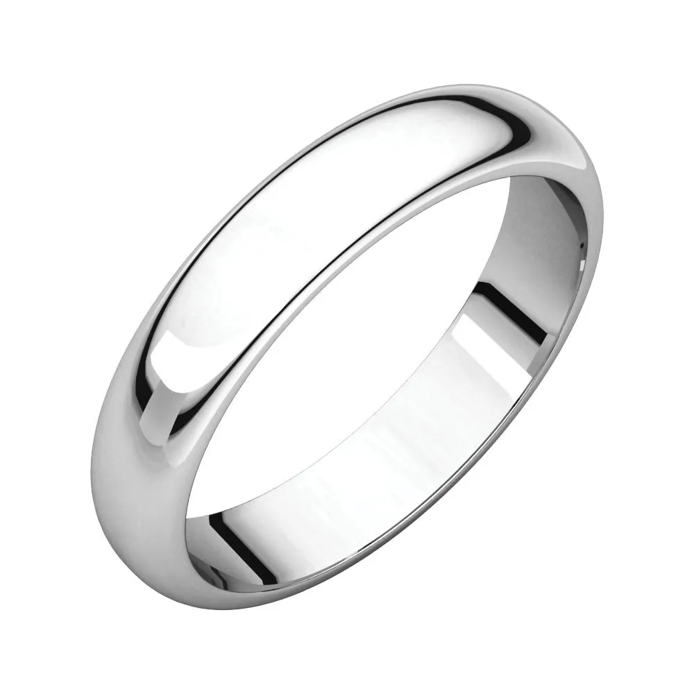 Platinum 4mm Half Round Band, Size 7