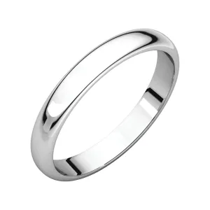Platinum 4mm Half Round Light Band, Size 10