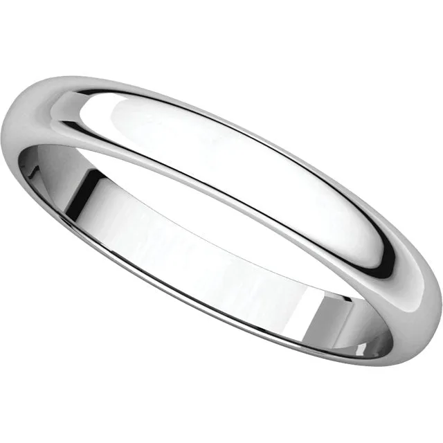 Platinum 4mm Half Round Light Band, Size 10