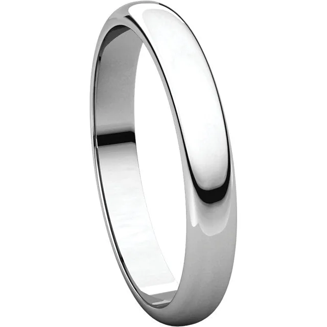 Platinum 4mm Half Round Light Band, Size 10