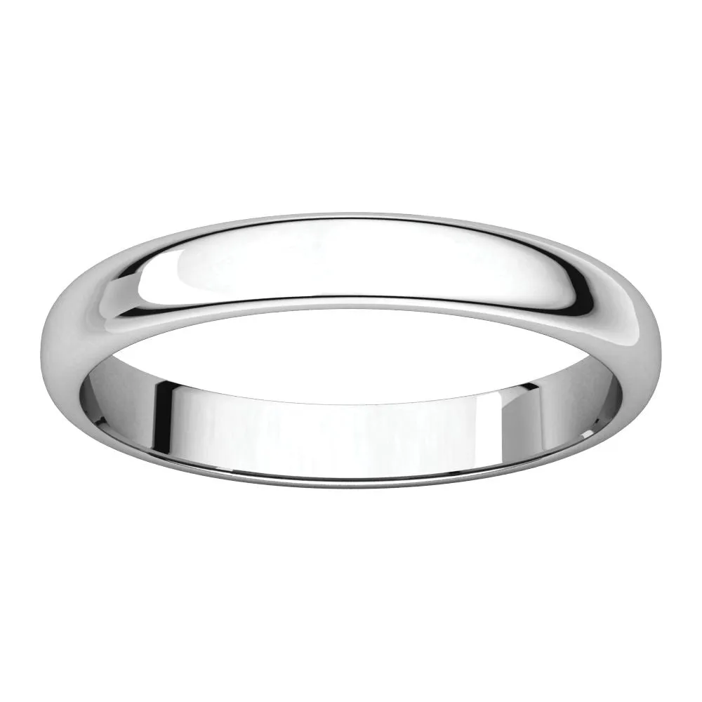 Platinum 4mm Half Round Light Band, Size 10