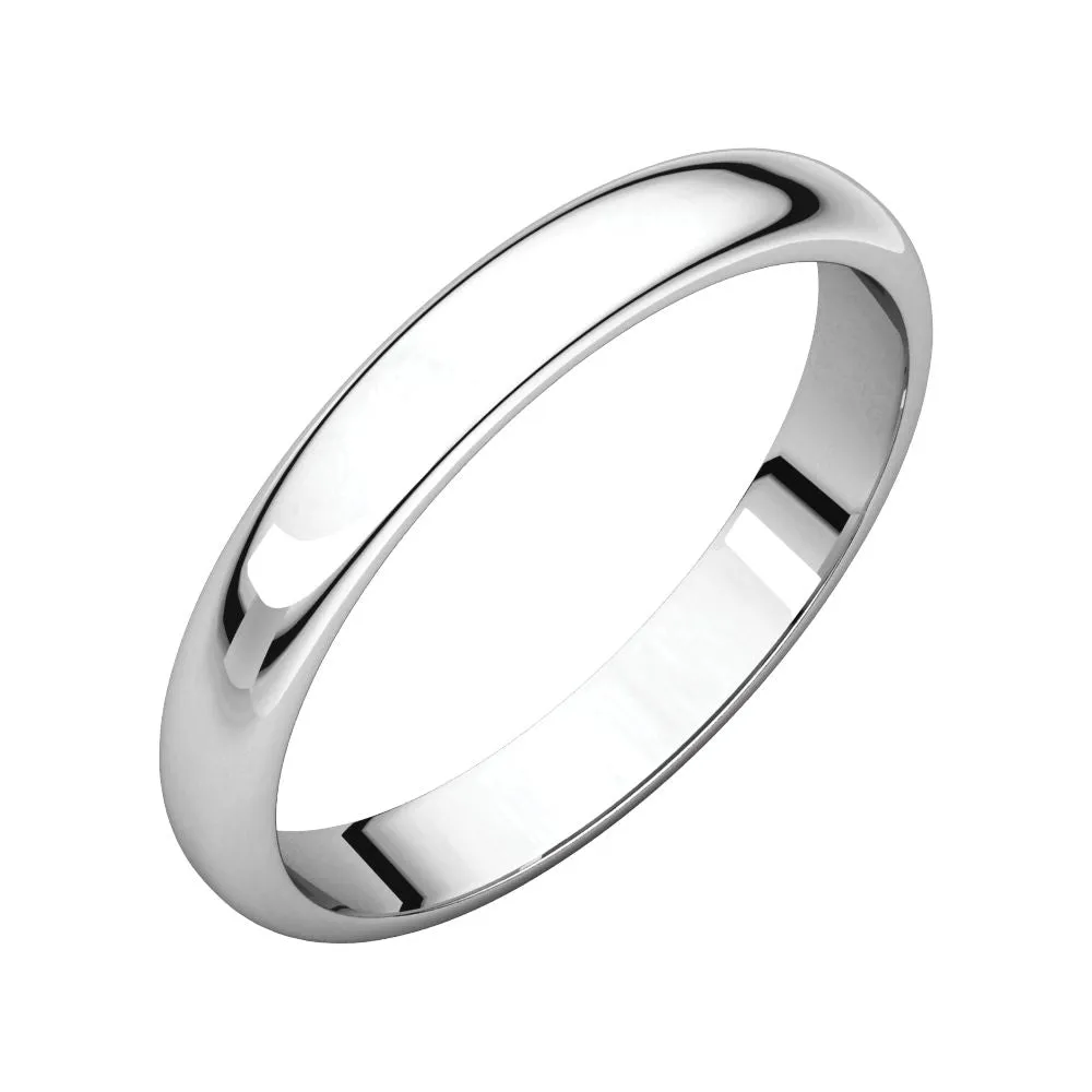 Platinum 4mm Half Round Light Band, Size 10