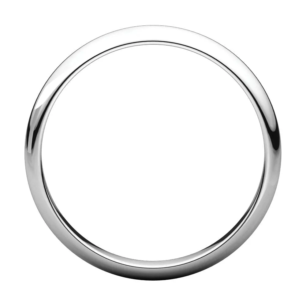 Platinum 4mm Half Round Light Band, Size 10