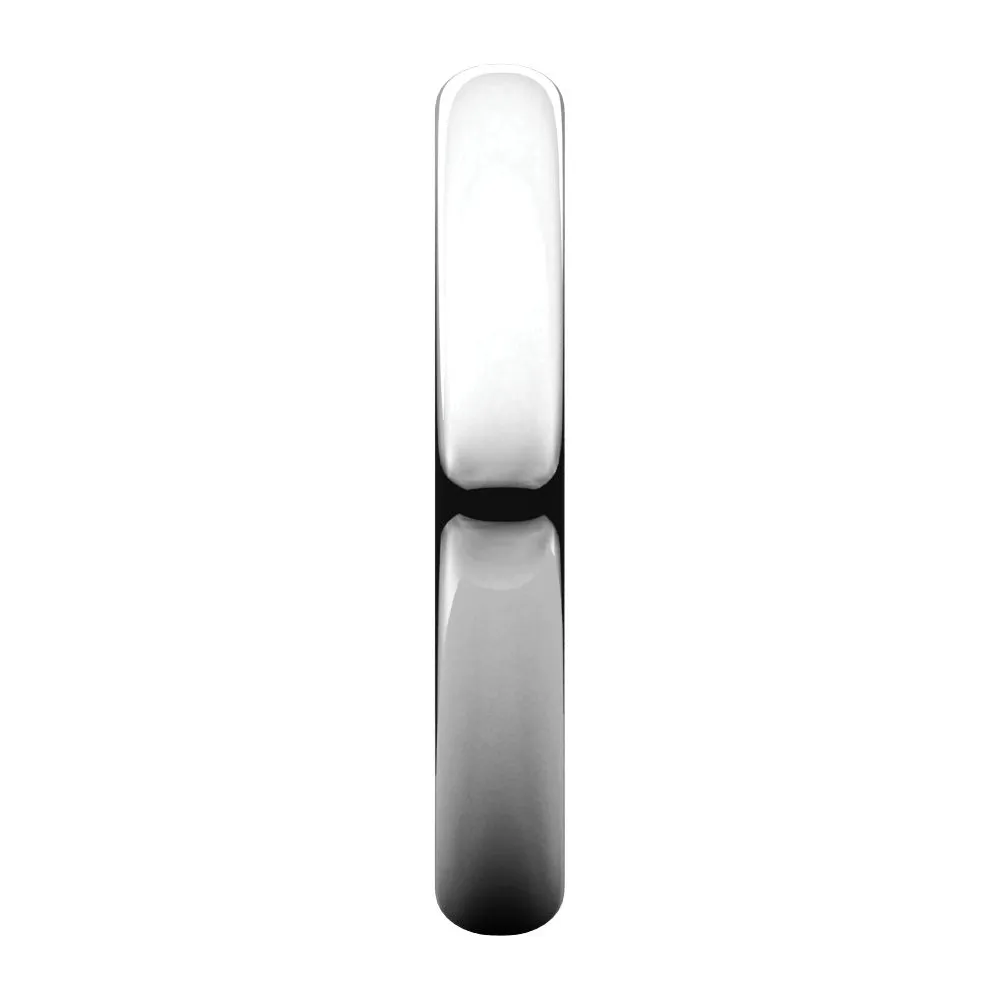 Platinum 4mm Half Round Light Band, Size 8