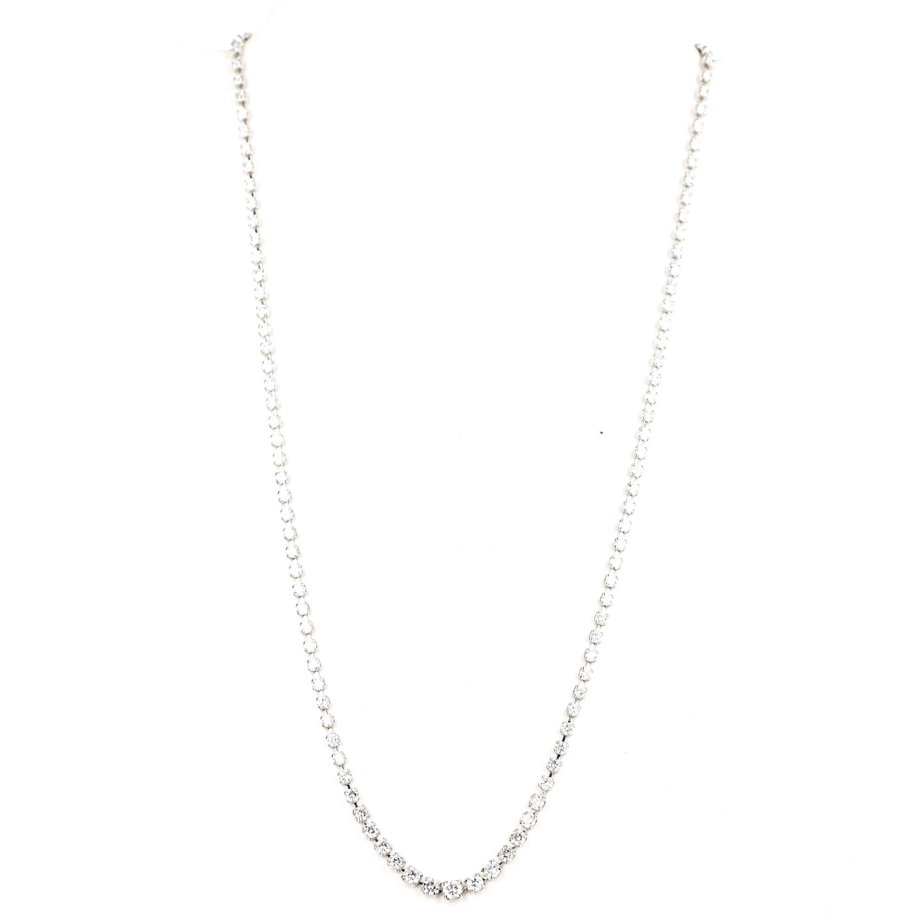 Platinum 5 Carat Round Floating Diamond Graduated Necklace